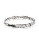 Bracciale da Uomo Zancan in Acciaio, con targa centrale rivestita da zirconi neri - EHB408