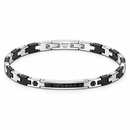 Bracciale Zancan Hi-Tekh uomo in acciaio e PVD nero — 22 cm regolabile - EHB471