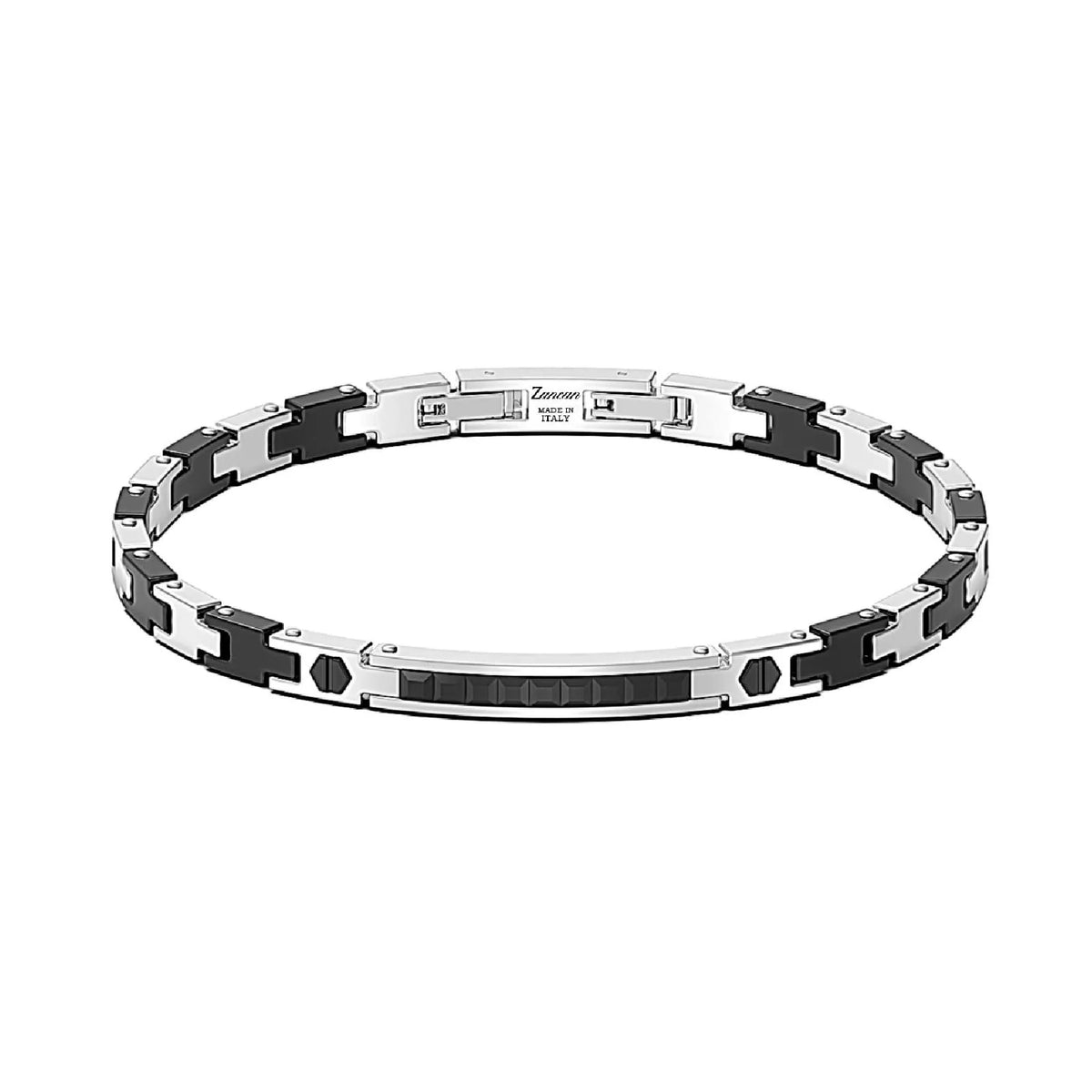 Bracciale Zancan Hi-Tekh uomo in acciaio e PVD nero — 22 cm regolabile - EHB471