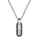 Collana Zancan in Acciaio, collezione Hi-Tech - Ciondolo con cornice nera e pietre bianche - EHC086
