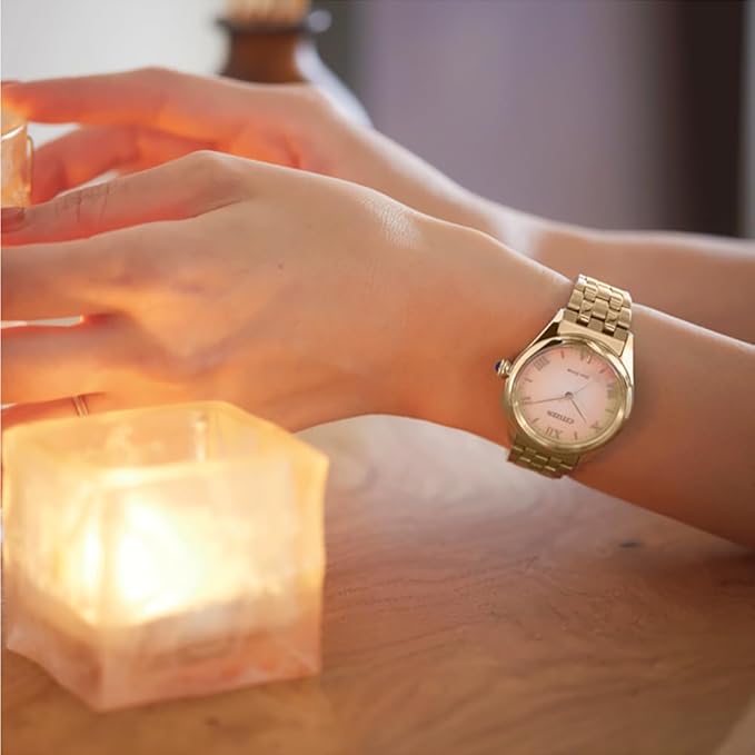 Orologio Citizen Lady, eco-drive, cinturino color oro rosa e quadrante bianco antico, 33mm - EM1143-81X