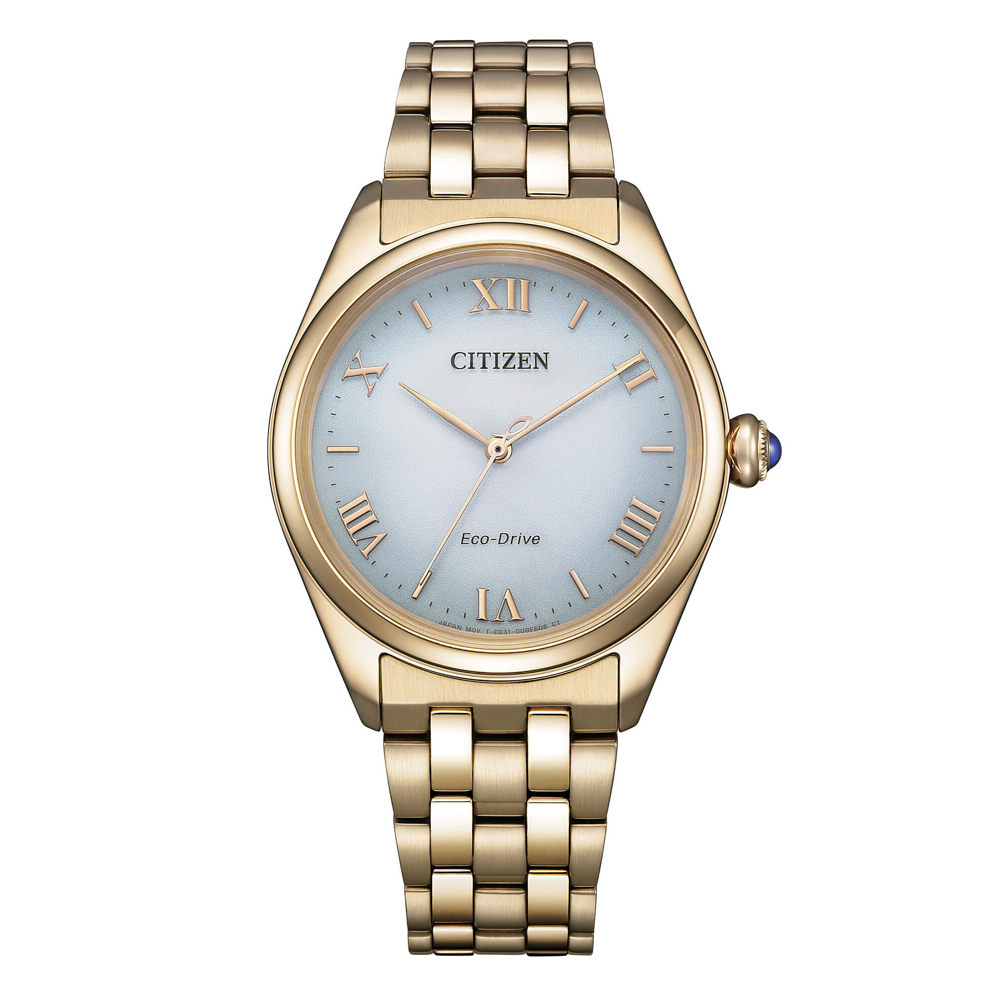 Orologio Citizen Lady, eco-drive, cinturino color oro rosa e quadrante bianco antico, 33mm - EM1143-81X