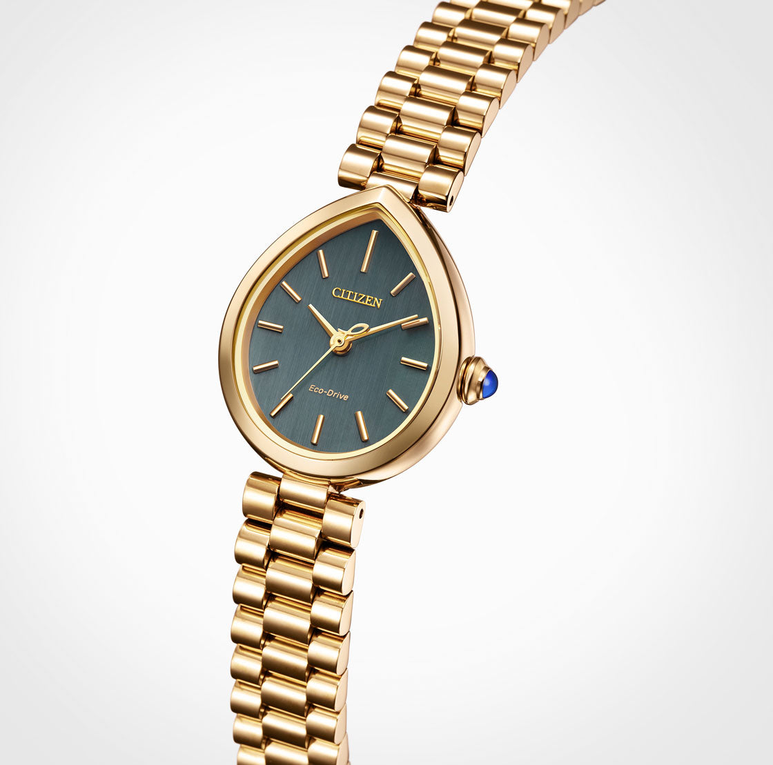 Orologio Citizen Lady, Rainell, quadrante verde scuro, PVD oro rosa, eco-drive, 35x26mm - EM1203-57X