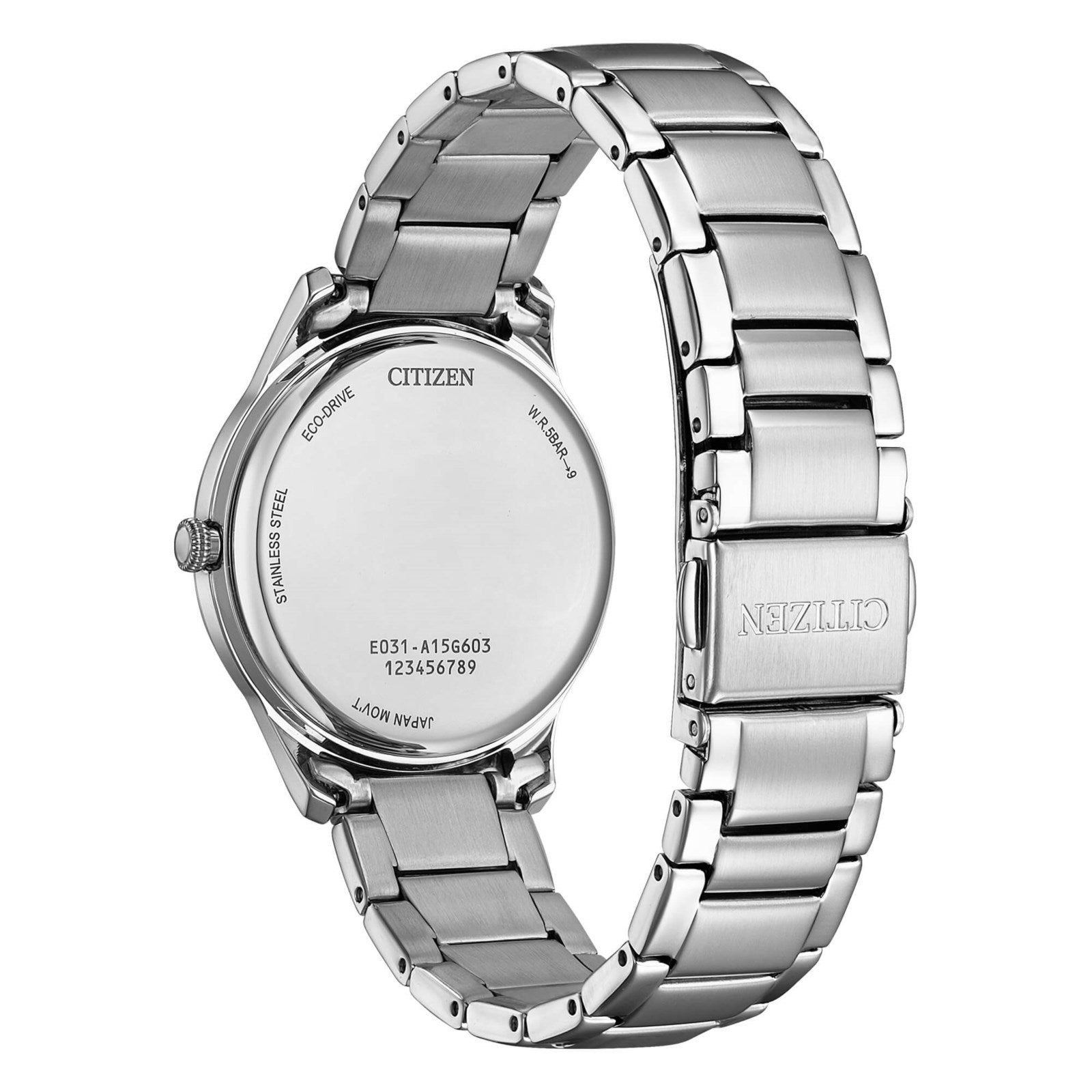 Orologio Citizen Lady Elegant, quadrante panna e cristalli sugli indici, eco-drive, 34mm - EM1220-58A