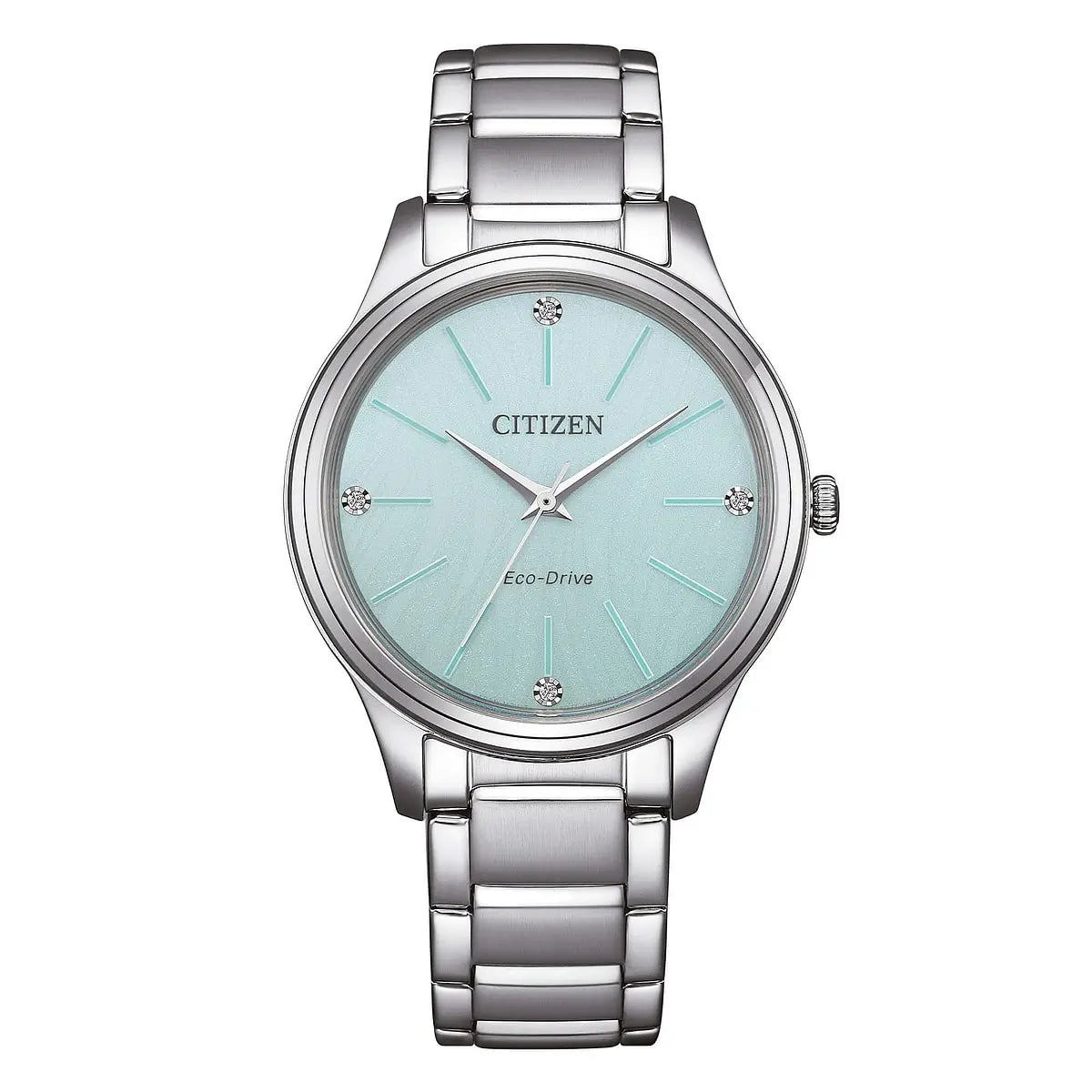 Orologio Citizen Lady Casual, quadrante azzurro e cristalli sugli indici, eco-drive, 34mm - EM1220-58Y