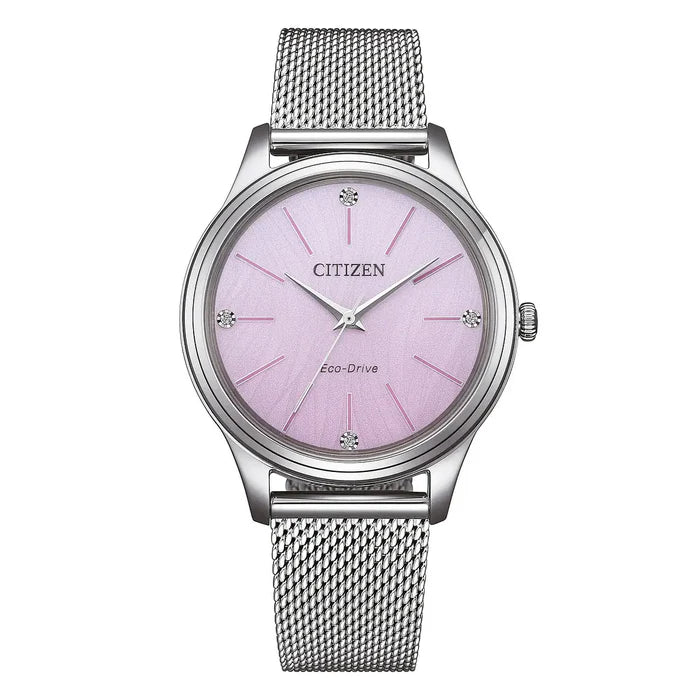 Orologio Citizen Lady, quadrante lilla, eco-drive, 34mm - EM1220-82X