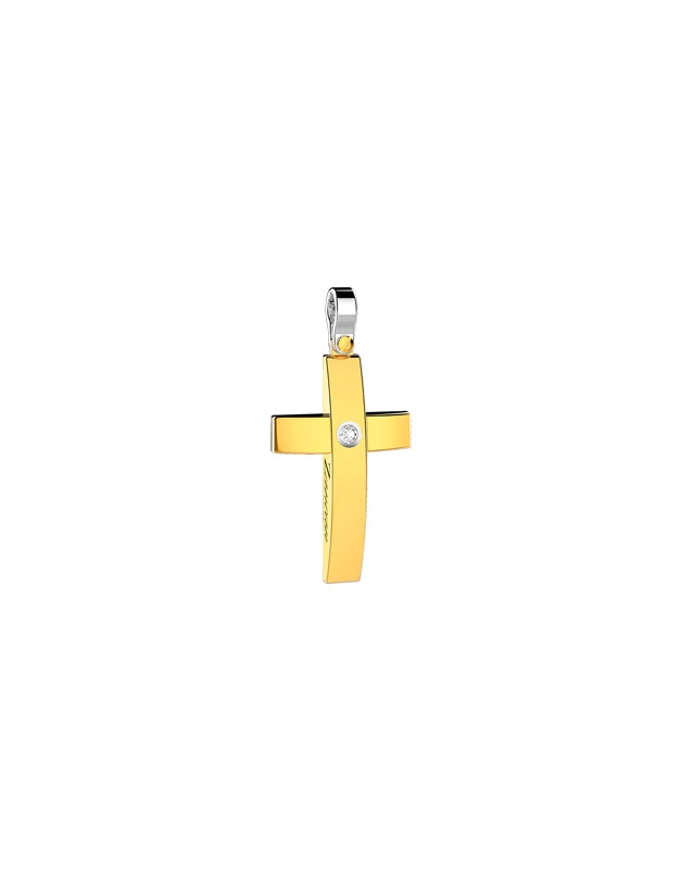 Pendente Croce in Oro Giallo e diamante collezione Insignia Gold - EPE104GB