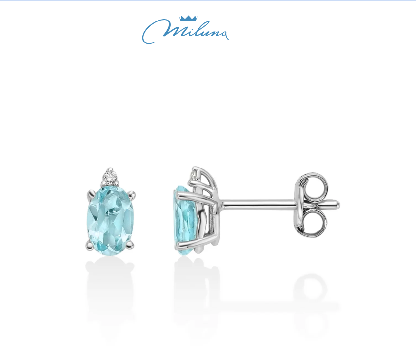 Orecchini Miluna con Gemma del Cielo ovale e diamanti in oro bianco 375 - ERD2818X