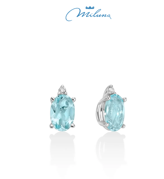Orecchini Miluna con Gemma del Cielo ovale e diamanti in oro bianco 375 - ERD2818X