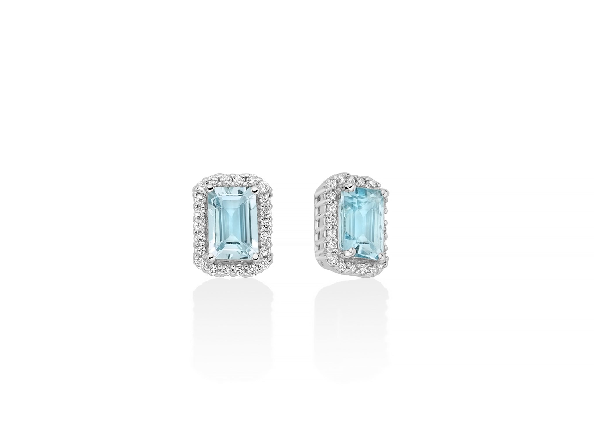 Orecchini Miluna con acquemarine ottagonali e diamanti in oro bianco 18KT - ERD2842