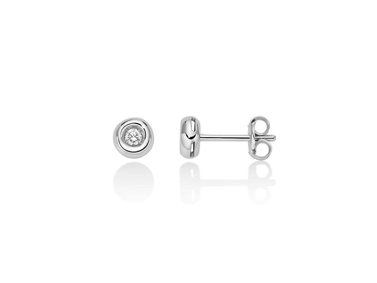 Miluna Orecchini punto luce a castone in oro bianco 18 kt con diamanti ct 0,10 - ERD2920-010G7