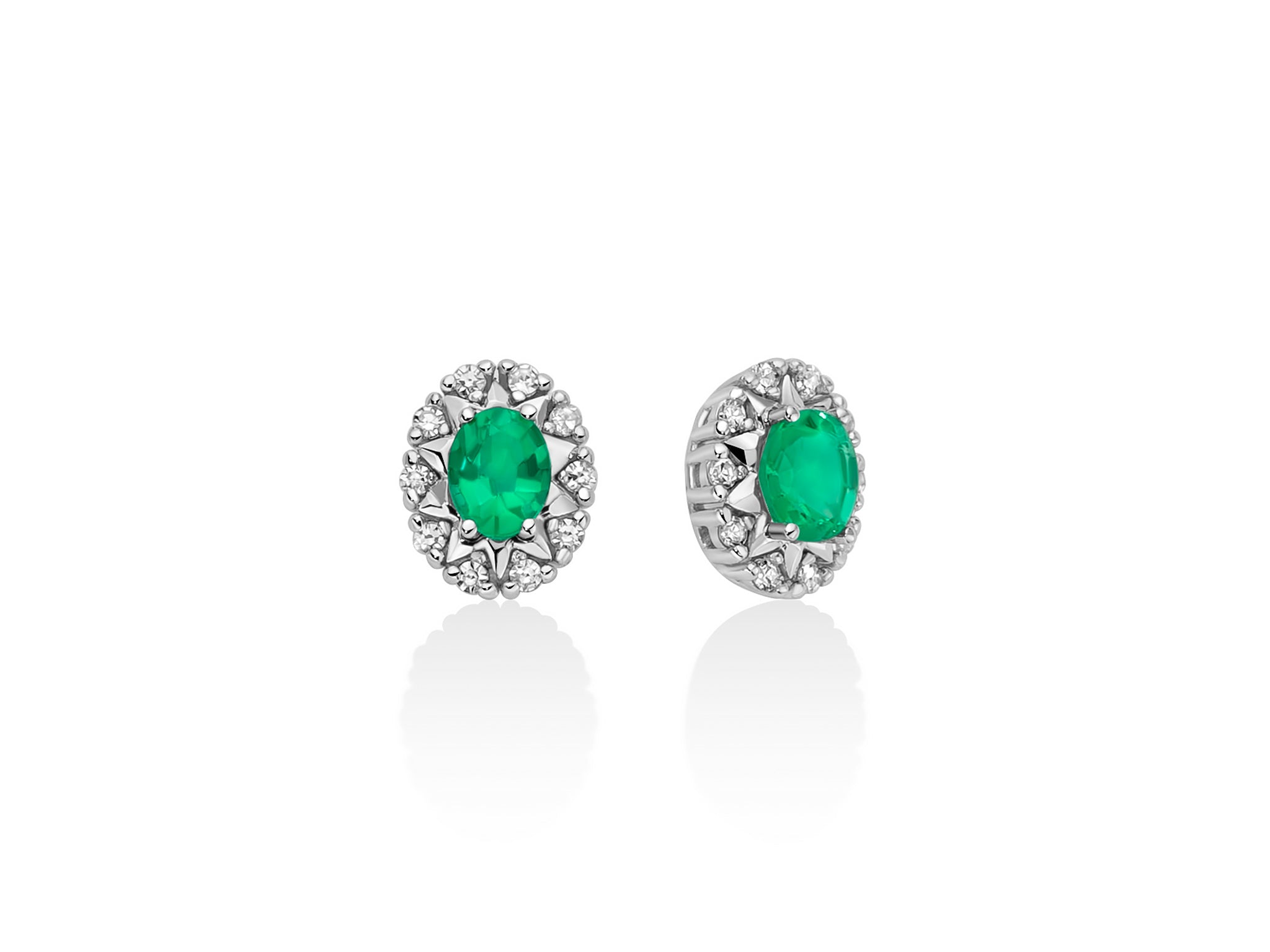 Orecchini Miluna con smeraldi e diamanti, in oro bianco 18kt - ERD3021