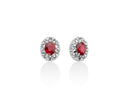Pendientes Miluna en oro blanco de 18 quilates, contorno de diamantes y rubíes talla oval - ERD3031