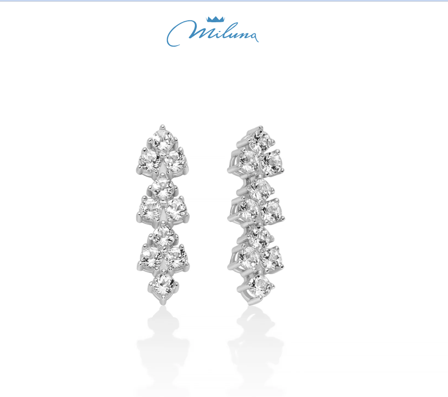Orecchini Miluna, collezione Unica Neve Limited Edition, con topazi bianchi pendenti 16 mm in argento - ERD3048
