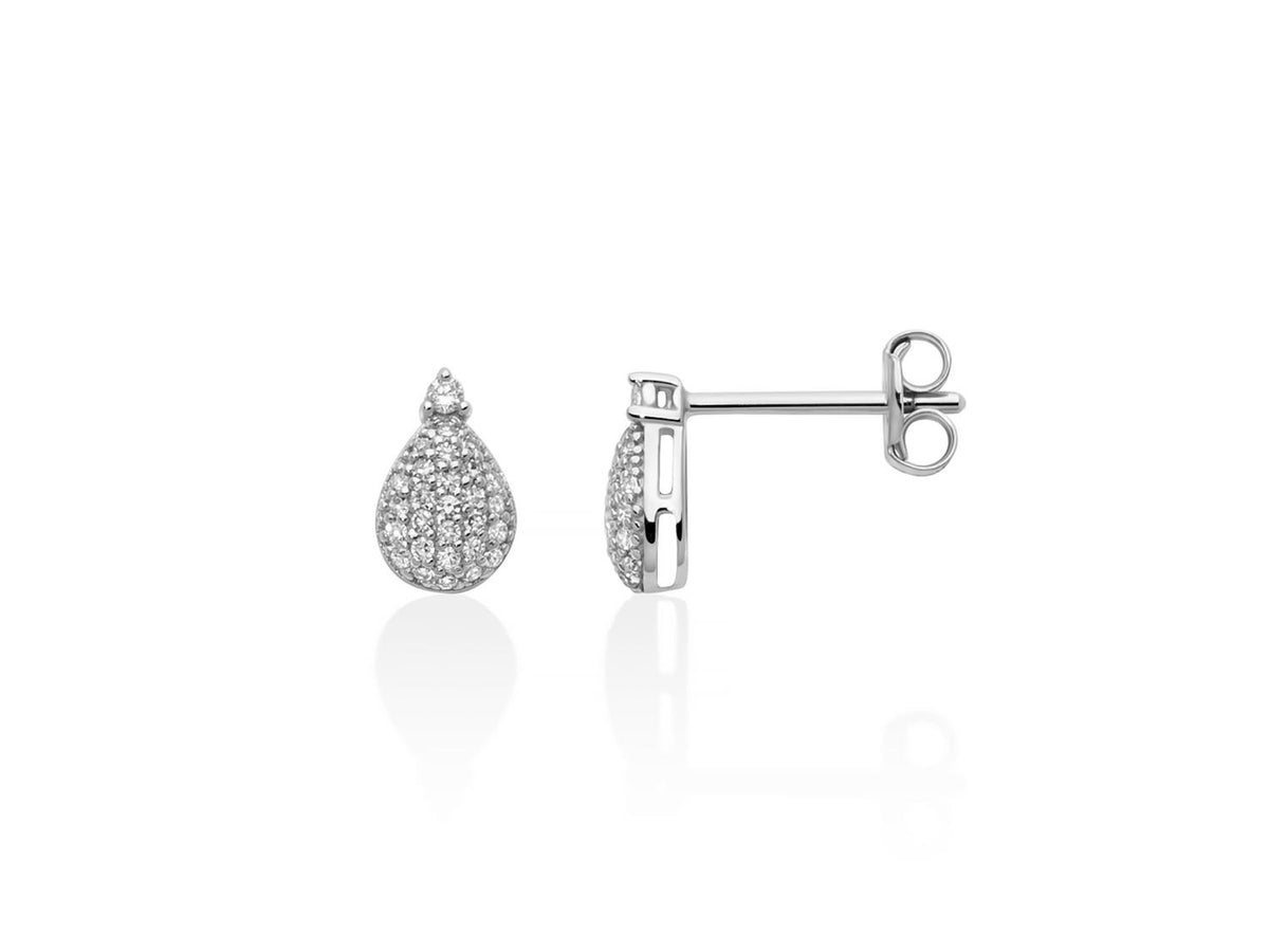 Miluna Orecchini a goccia in oro bianco 18 kt con pavé di diamanti naturali ct 0,20 - ERD3444