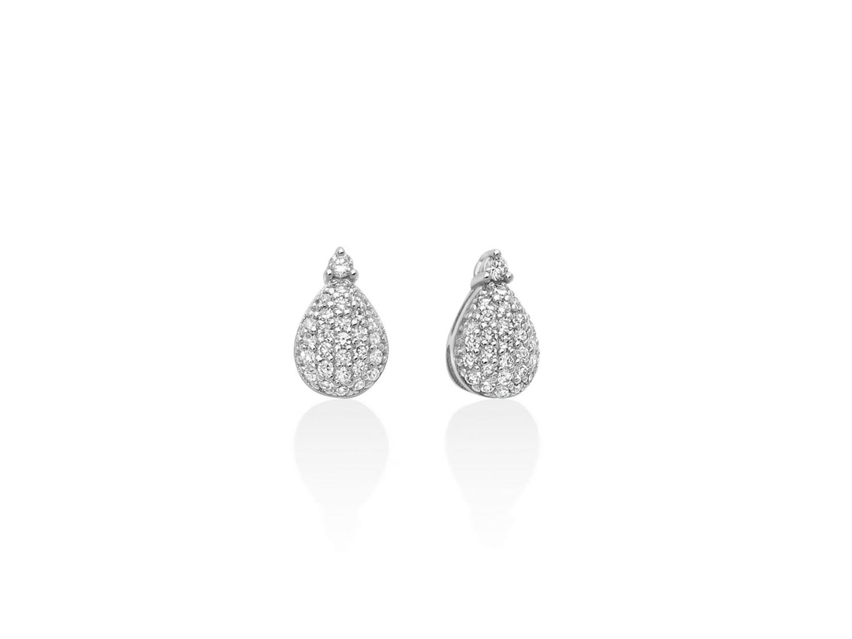 Miluna Orecchini a goccia in oro bianco 18 kt con pavé di diamanti naturali ct 0,20 - ERD3444