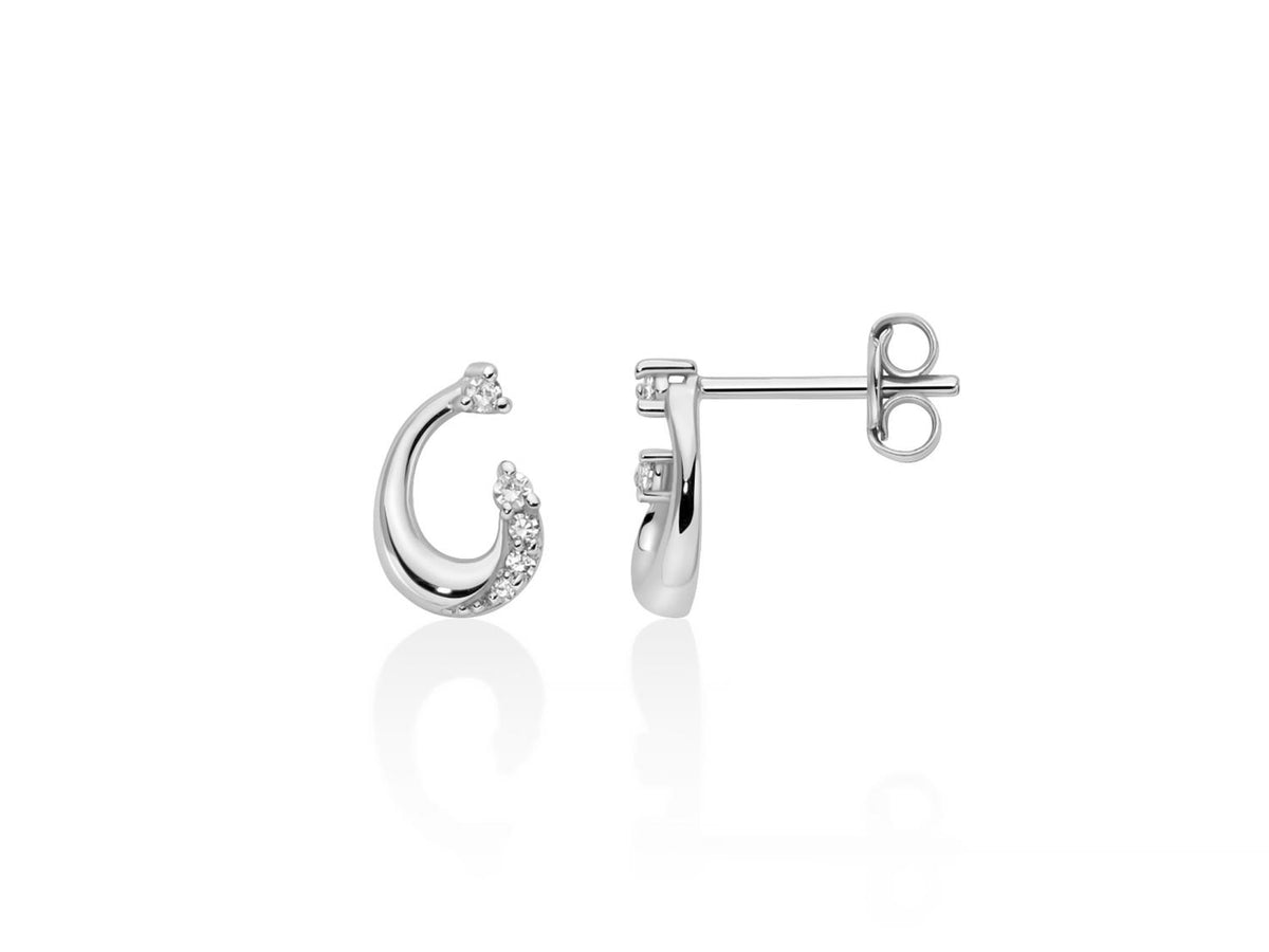 Miluna Orecchini a spirale in oro bianco 9 kt con diamanti naturali ct 0,083 - ERD3454X