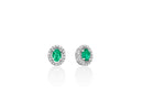Miluna Orecchini con smeraldi ovali 4x3 mm e diamanti in oro bianco 9 kt ct 0,05 - ERD3467X