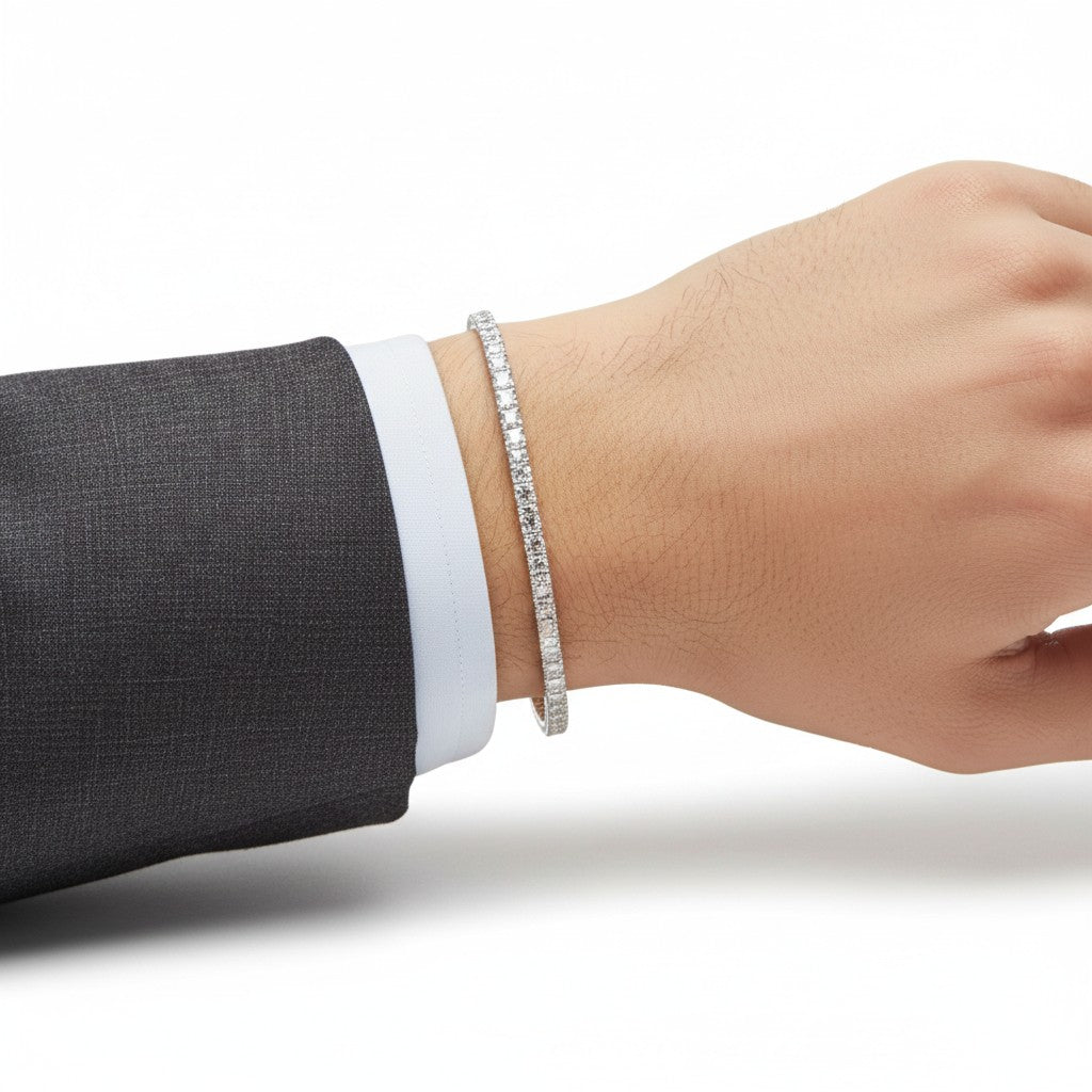 Bracciale Tennis Zancan in argento rodiato con spinelli bianchi - ESB075-B
