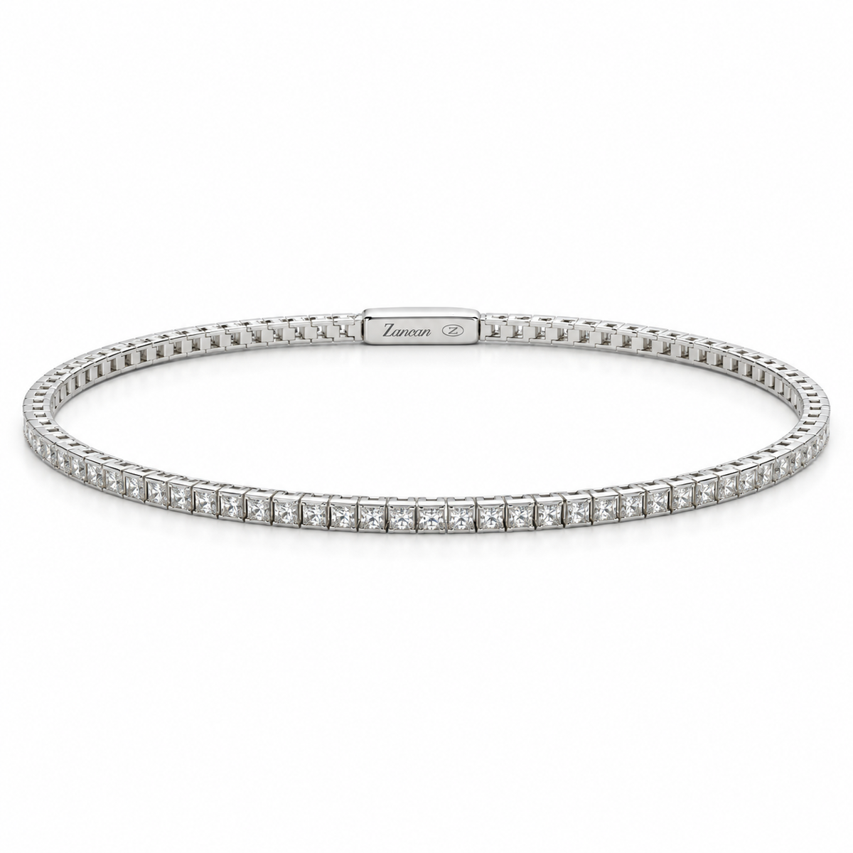 Bracciale tennis Zancan — Argento 925 con zirconi taglio carré da 1,00 mm — 19 cm — Fatto a mano in Italia - ESB080-B