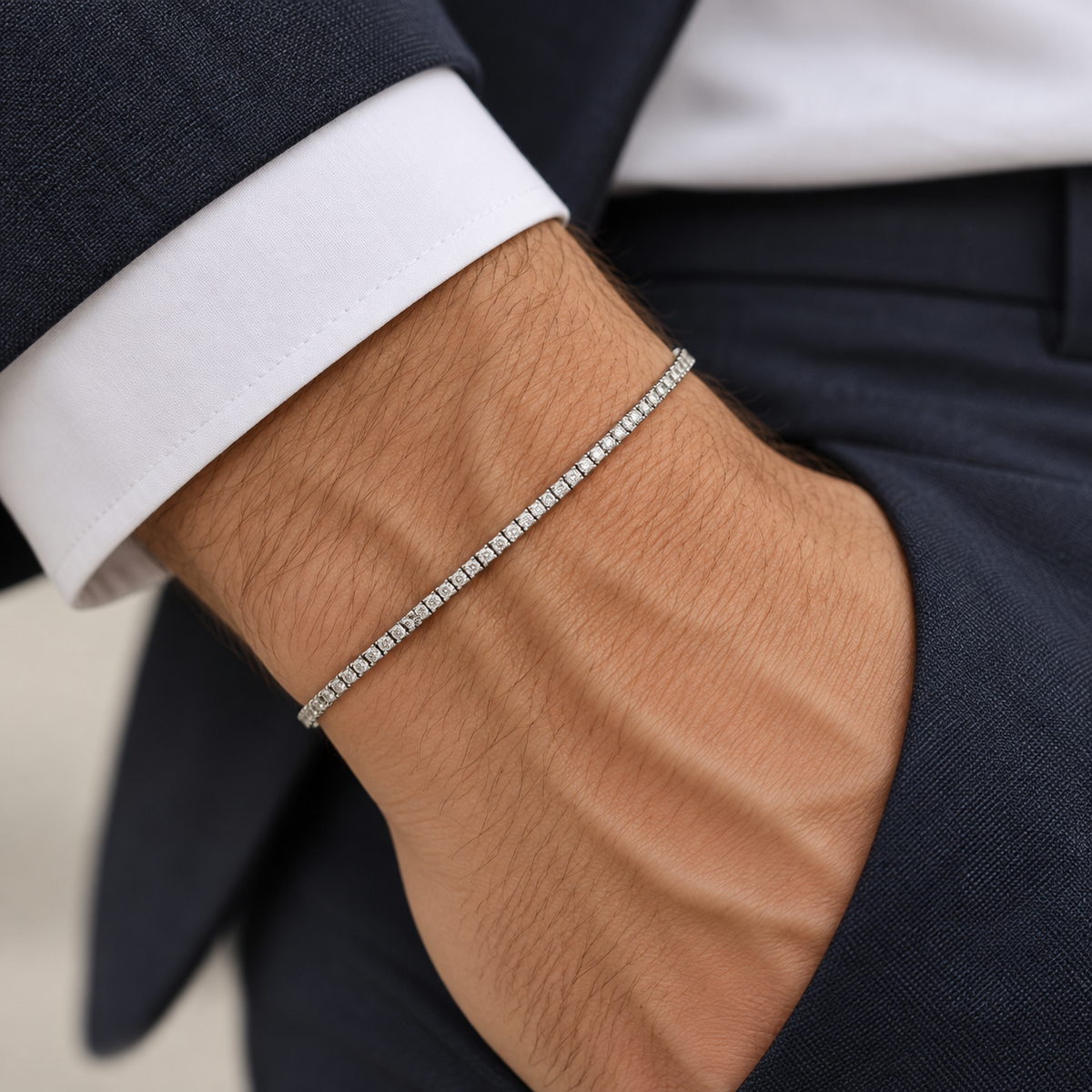 Bracciale tennis Zancan — Argento 925 con zirconi taglio carré da 1,00 mm — 19 cm — Fatto a mano in Italia - ESB080-B
