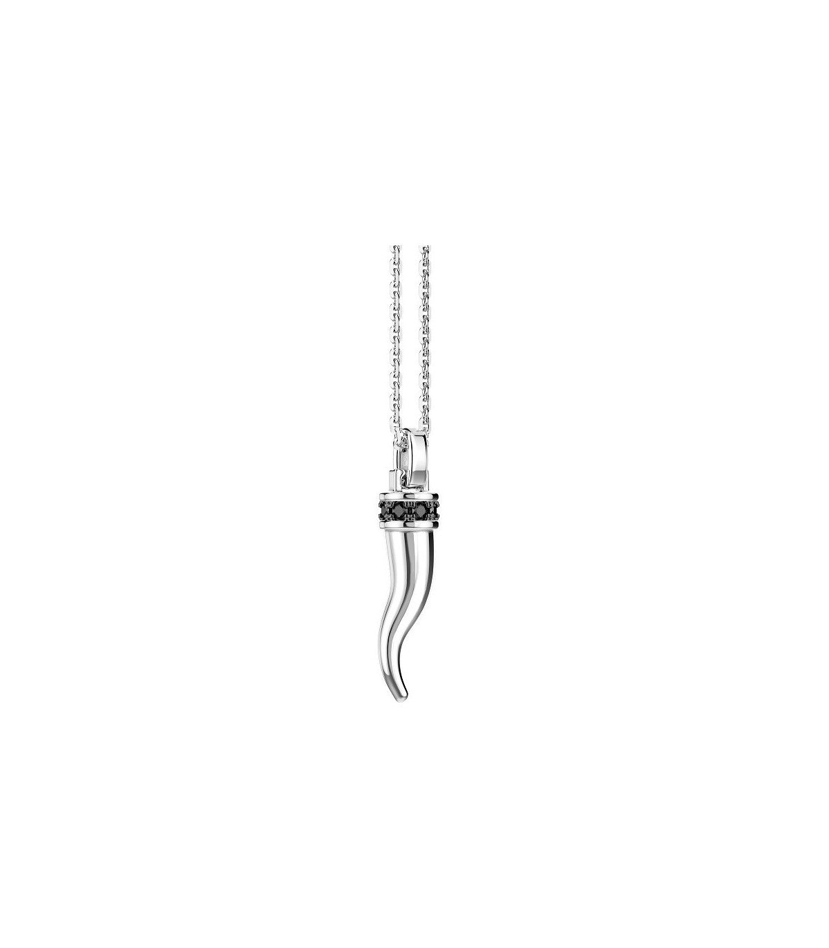 Collana Uomo in Argento con pendente corno con Spinelli Neri - ESC186-NE