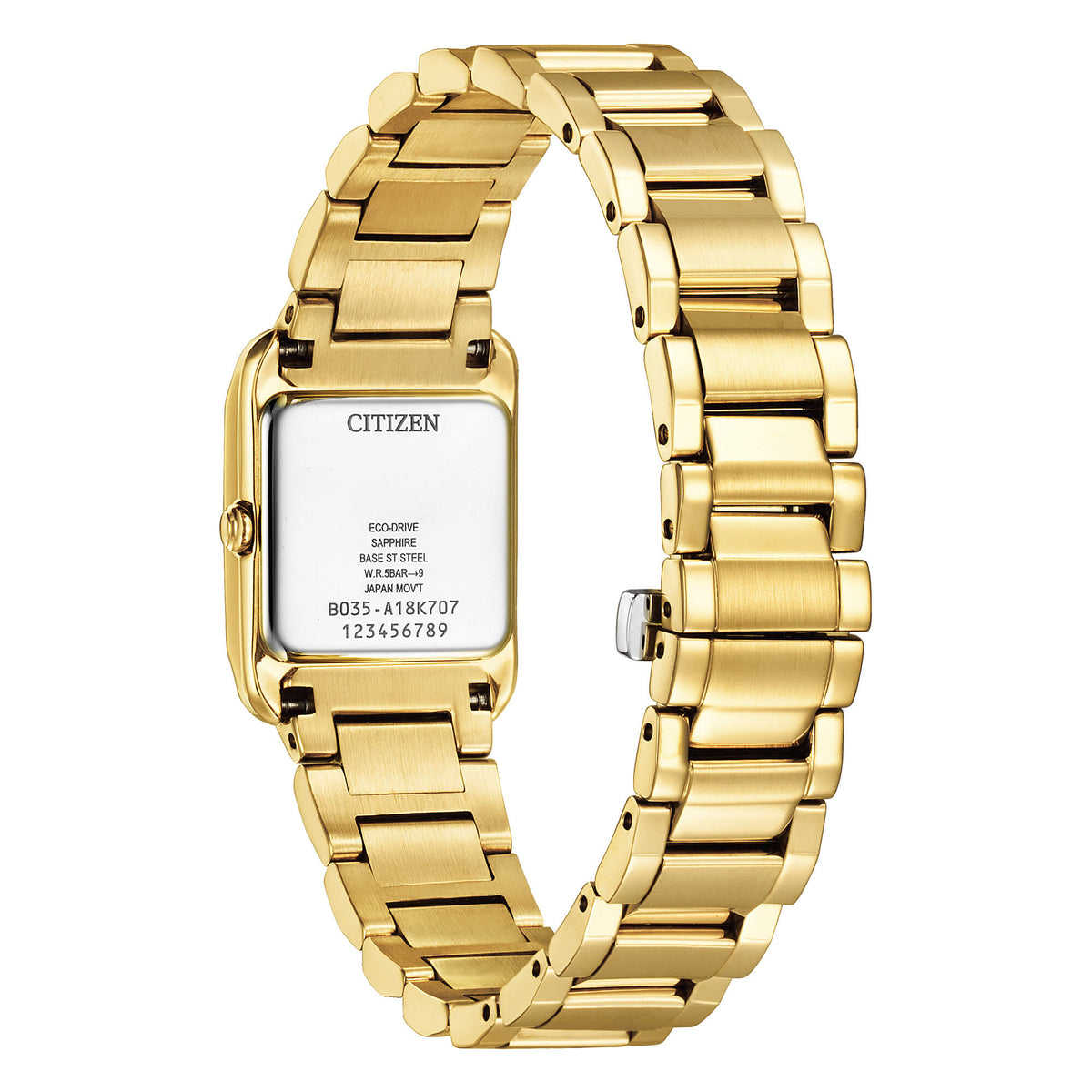 Orologio Citizen Lady Square, Eco-Drive, dorato con quadrante madreperla, 22mm - EW5602-81D