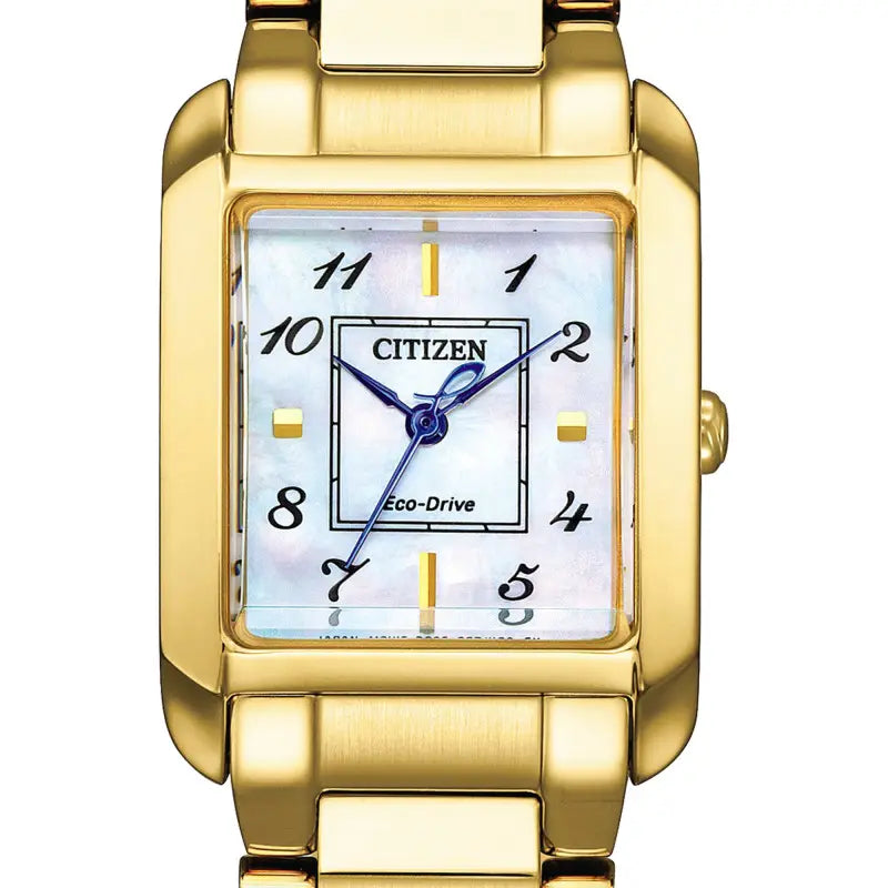 Orologio Citizen Lady Square, Eco-Drive, dorato con quadrante madreperla, 22mm - EW5602-81D
