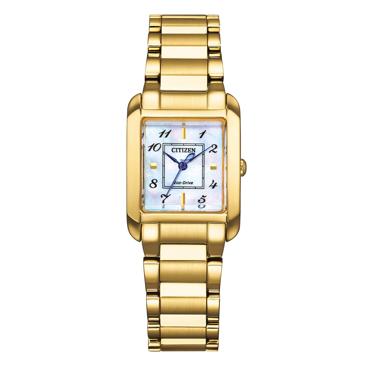 Orologio Citizen Lady Square, Eco-Drive, dorato con quadrante madreperla, 22mm - EW5602-81D