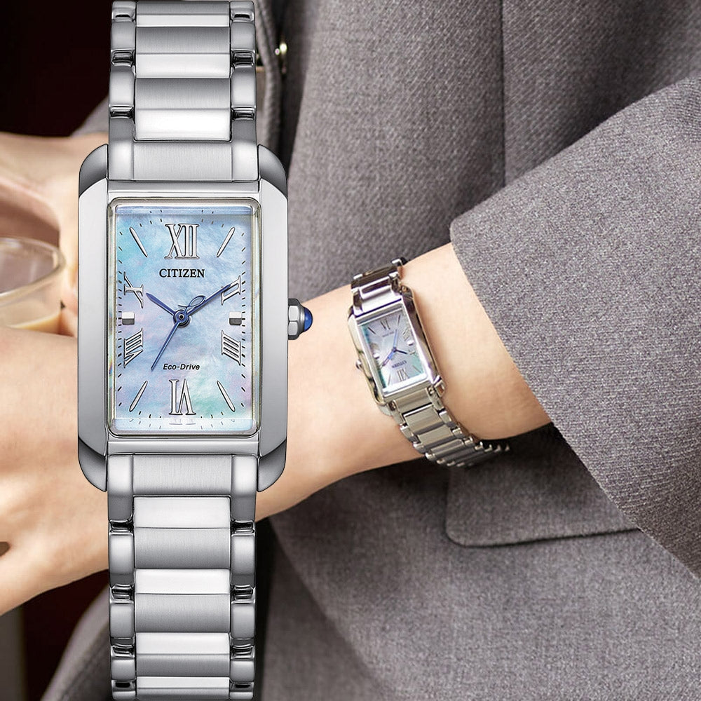 Orologio Citizen Lady EL Square, Eco Drive quadrante madreperla blu, 20mm - EW5620-55N