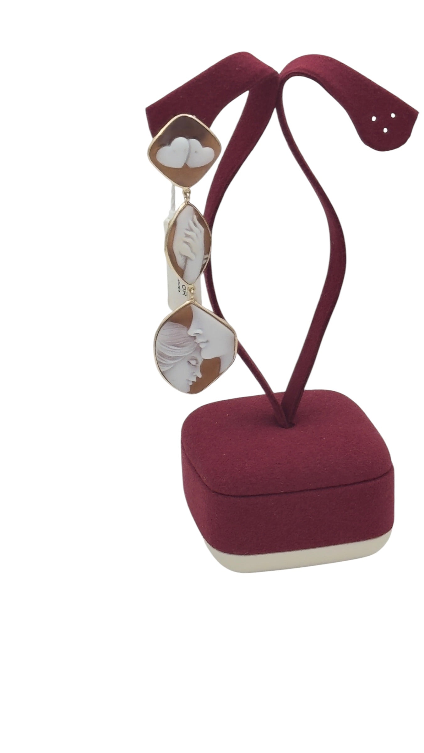 LUCEDEIMIEIOCCHI Monorecchino pendente 3 cammei naturali in argento dorato - LDMO 799 OR