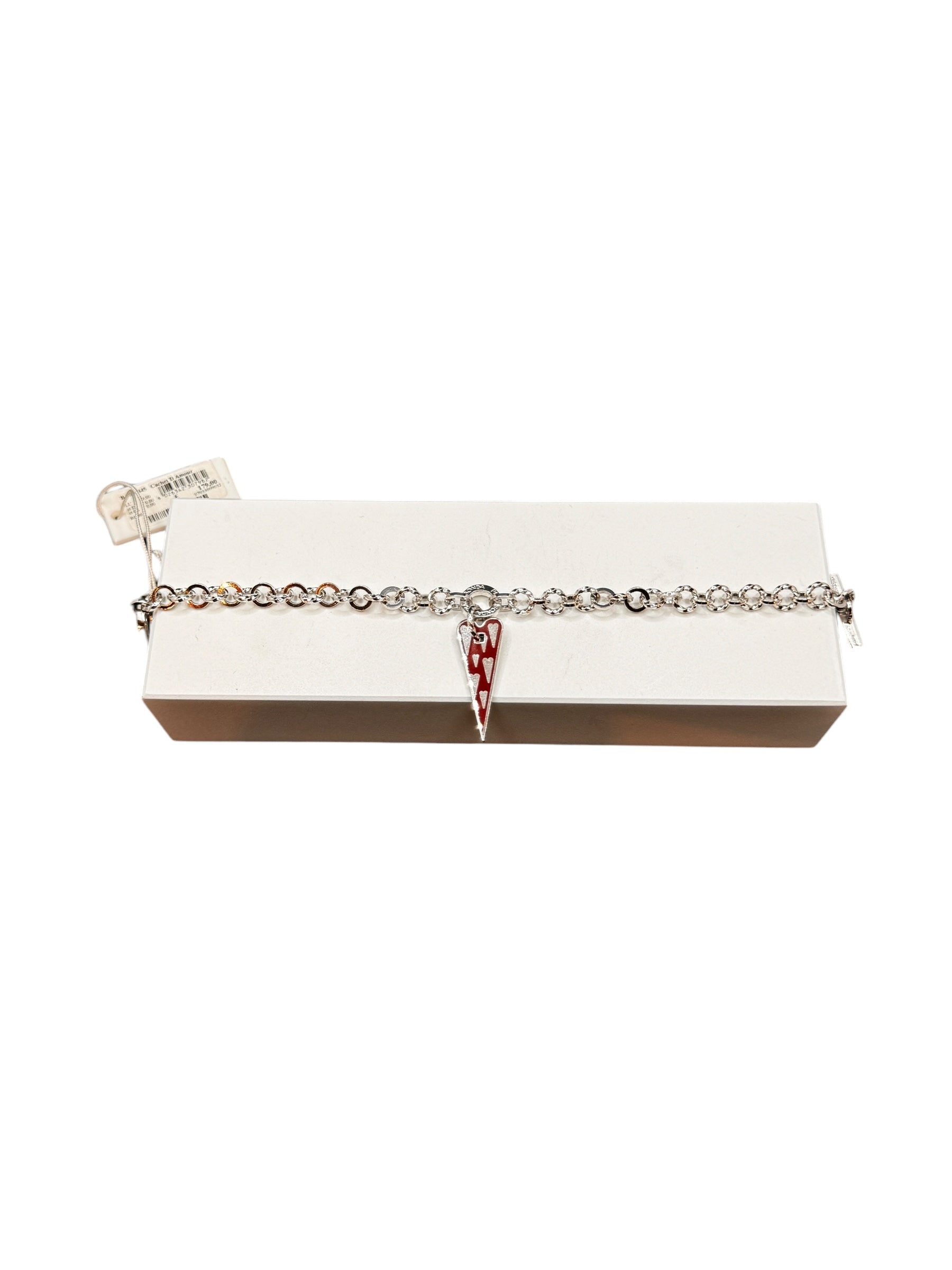 Bracciale Pianegonda in argento, con pendente cuore in argento e smalto rosso - BA010845