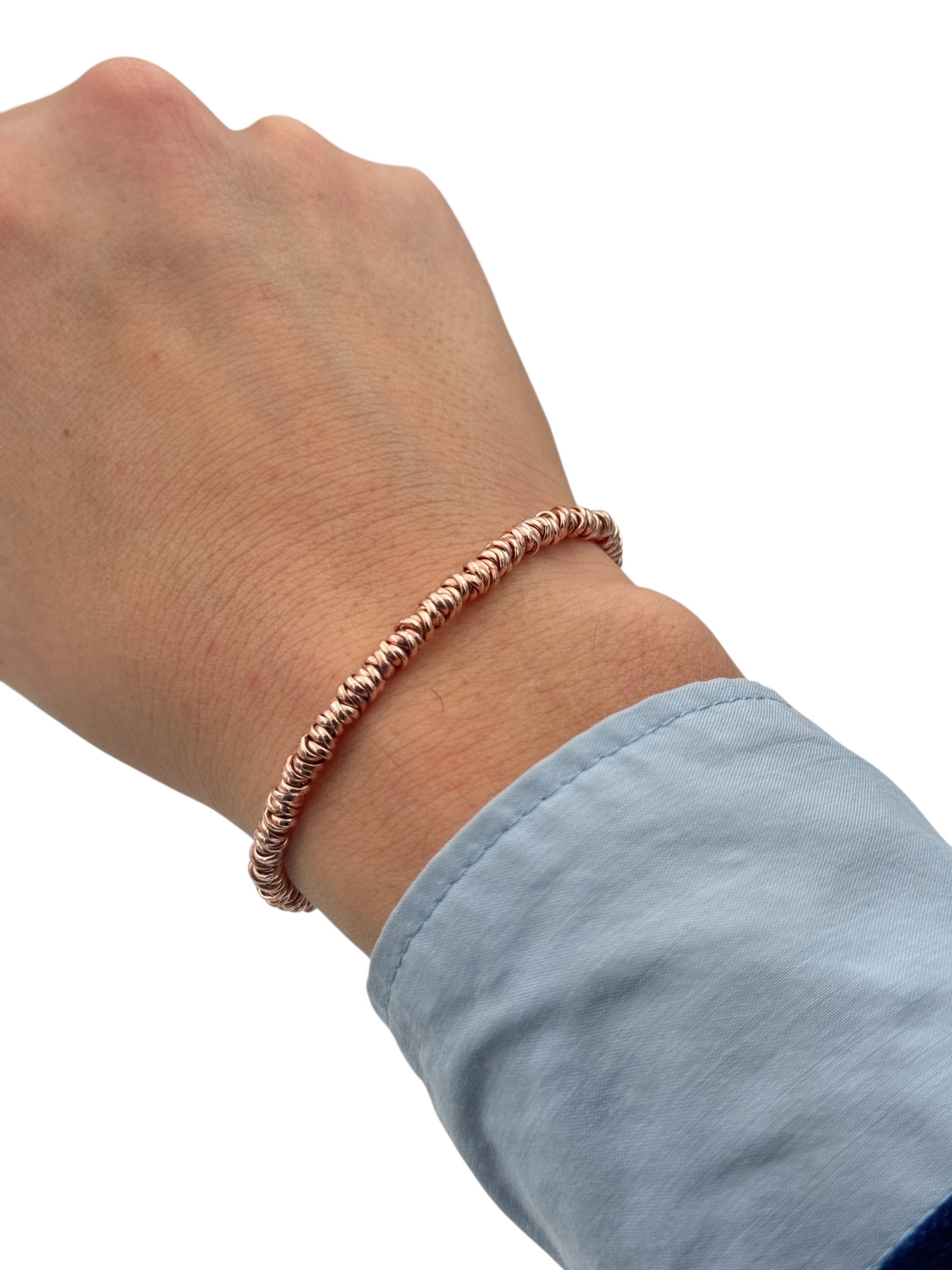 Bracciale Spadarella in argento rosato, unisex, con anellini - SPBR268-rosato