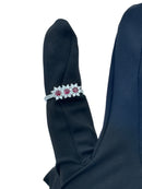 Diana - Anello Triogy in Oro Bianco 18kt, 3 Rubini e giro di diamanti - AN DIANA 30-3 RU