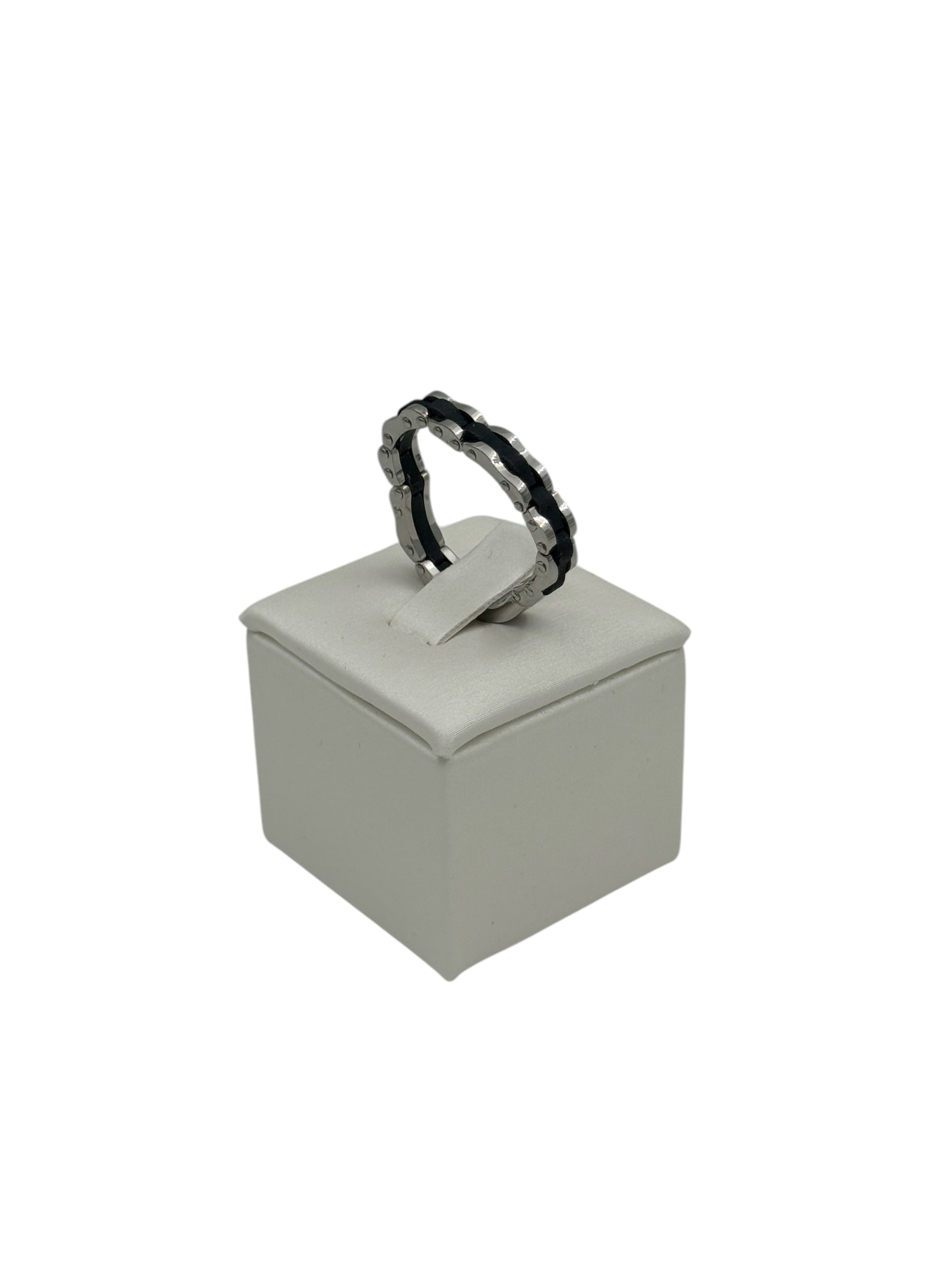Anello Chimento da uomo in acciaio con resina nera - 82117801