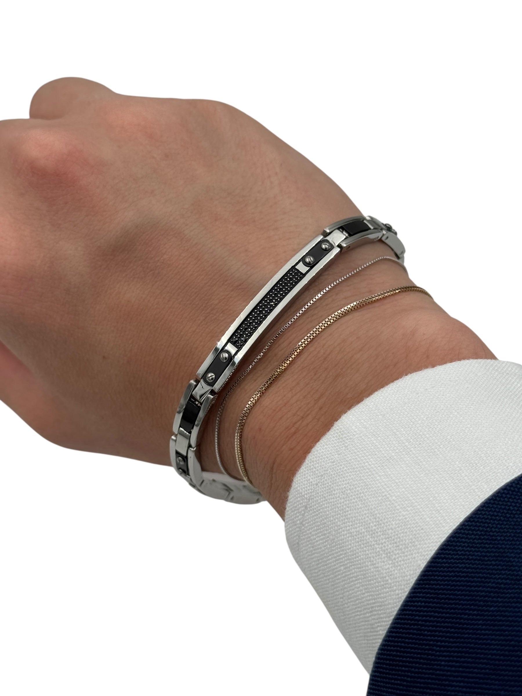 Bracciale Zancan in acciaio da uomo, in PVD nero - Collezione Hi-Teck - EHB285