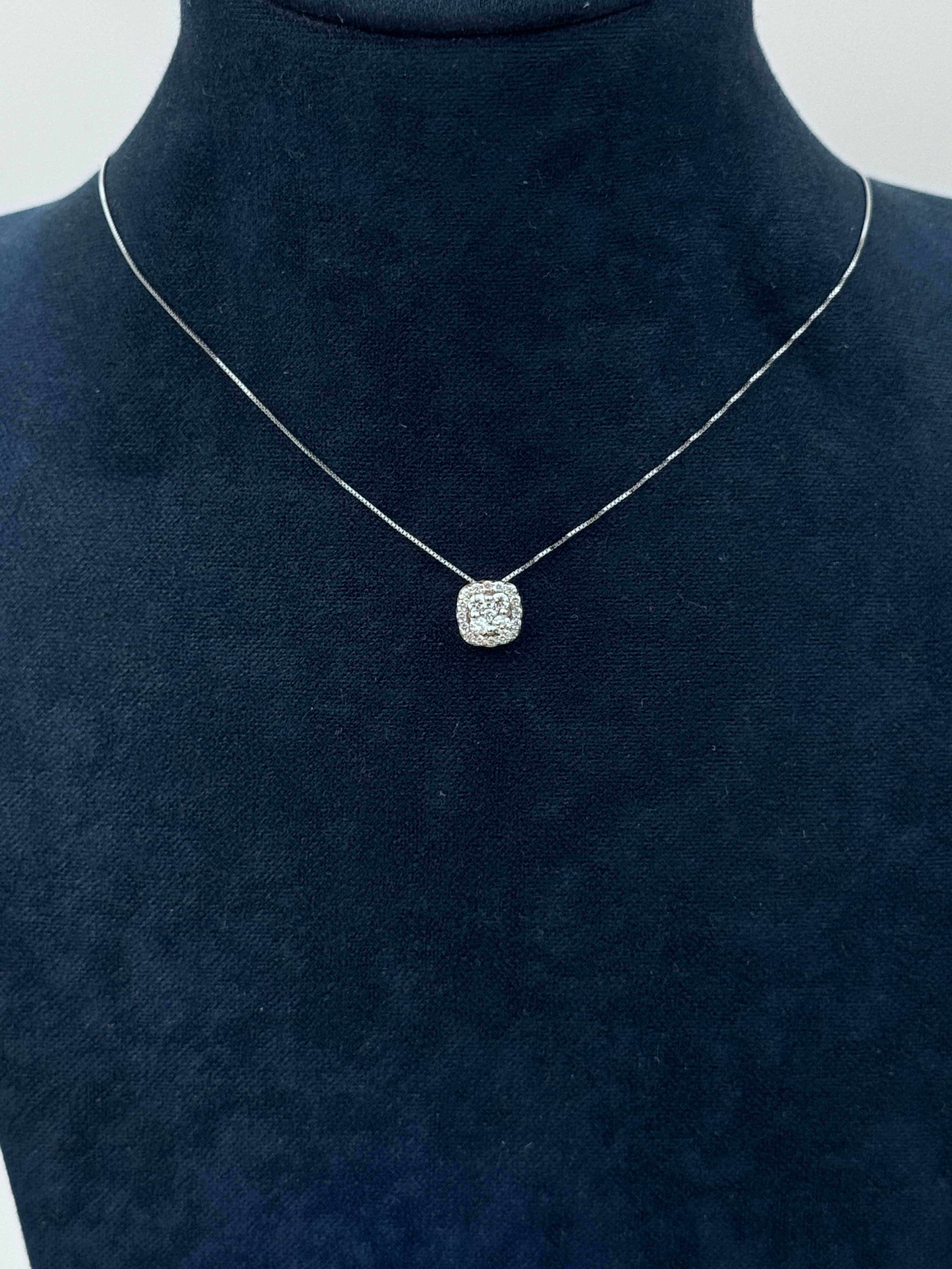 Diana - Collana punto luce in oro bianco 18kt e mosaico di diamanti - CL MAGIC 04-1