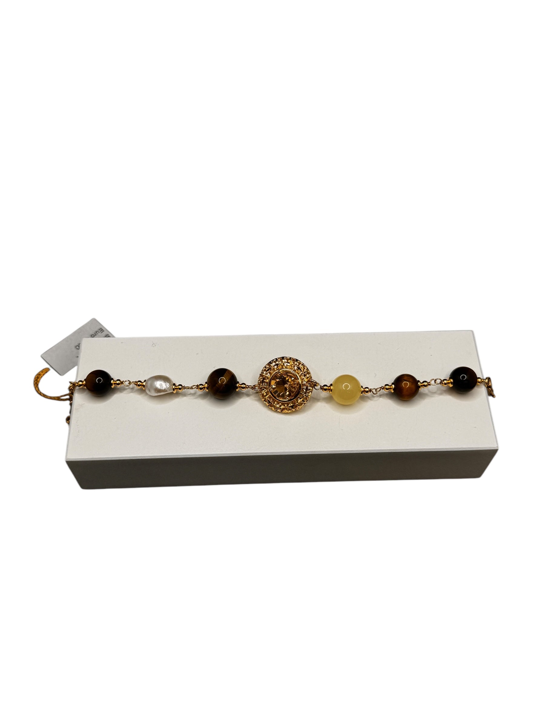 Bracciale in bronzo dorato con pietre color "savana" - SAVANA BR