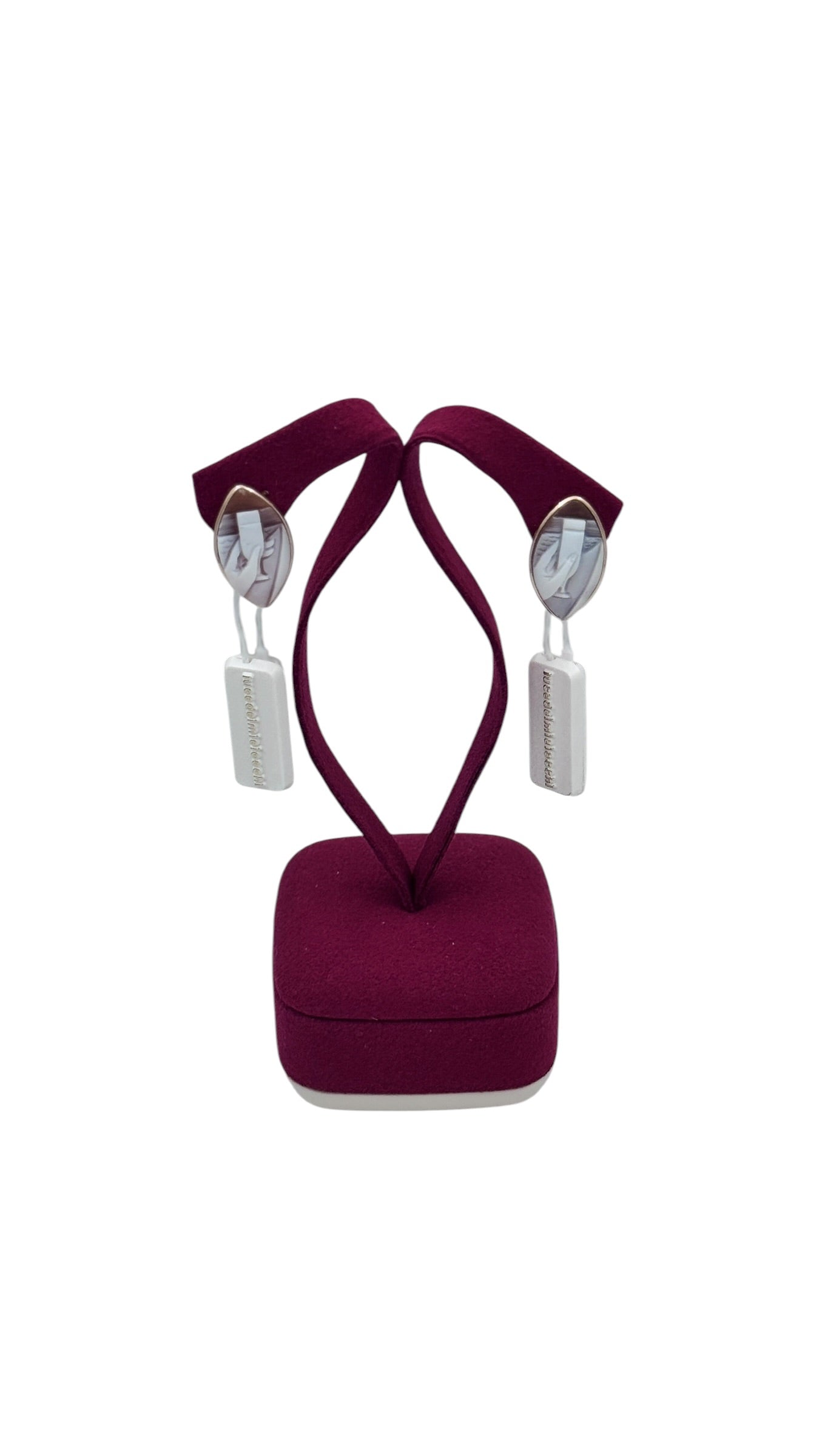 LUCEDEIMIEIOCCHI Monorecchino ovale cammeo naturale in argento dorato e calice di vino - LDMO 805 OR