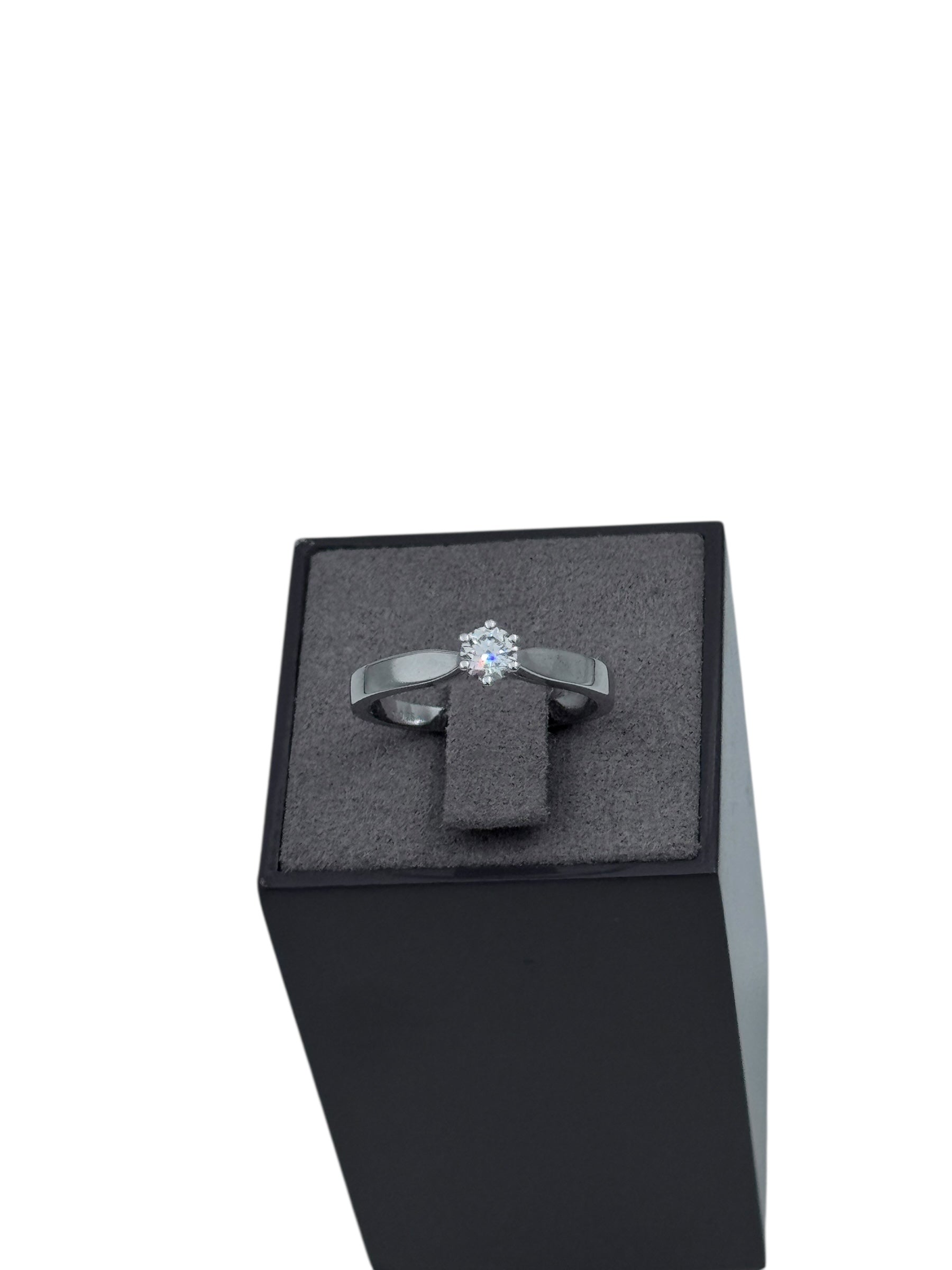 ANELLO SOLITARIO GIORGIO VISCONTI ORO BIANCO 18KT E DIAMANTI, MONTATURA 6 GRIFFE, 0.25CT - AB17101D