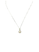 Diana - Collana in oro bianco 18kt, con mosaico di diamanti e perla centrale giapponese - CLPBR086MINI