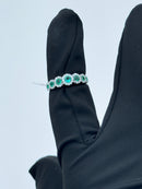 Diana - Veretta in oro bianco 18kt, giro di diamanti e 7 smeraldi - AN D. 36-7 SM