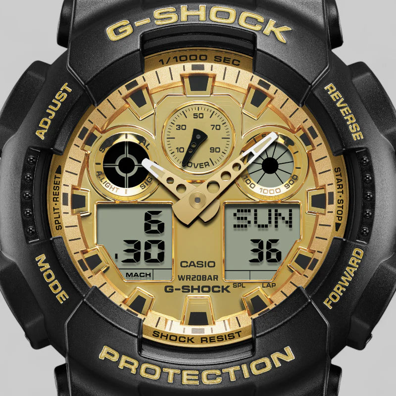 OROLOGIO G-SHOCK CLASSIC SERIE GA-100, analogico digitale, 51mm - GA-100GGB-1A9ER
