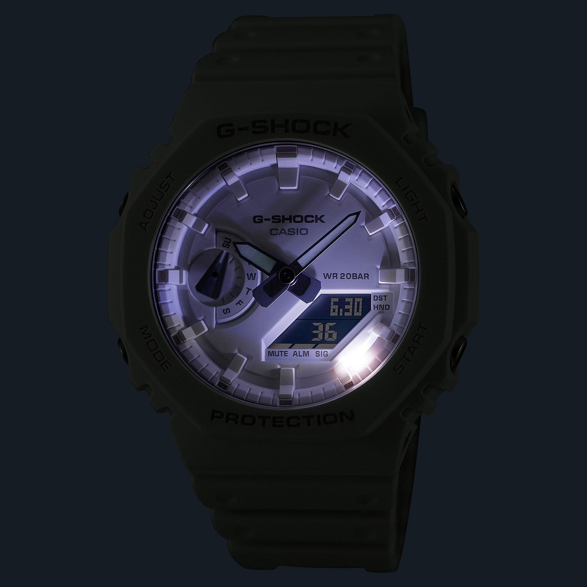 Orologio G-Shock CLASSIC GA-2100 Series, colore bianco, 45mm - GA-2100-7A7ER
