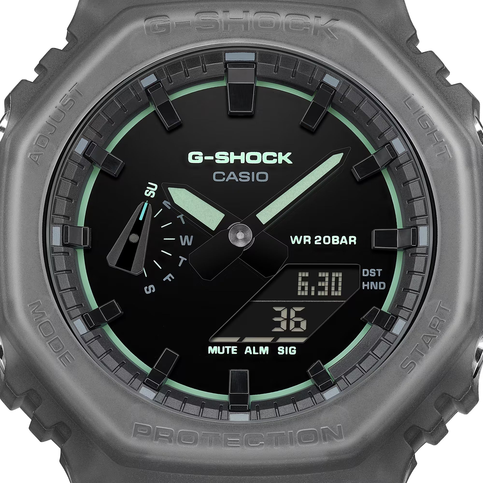 Orologio G-SHOCK Classic, quadrante total black e lancette verdi neon, 45mm - GA-2100K-1AER