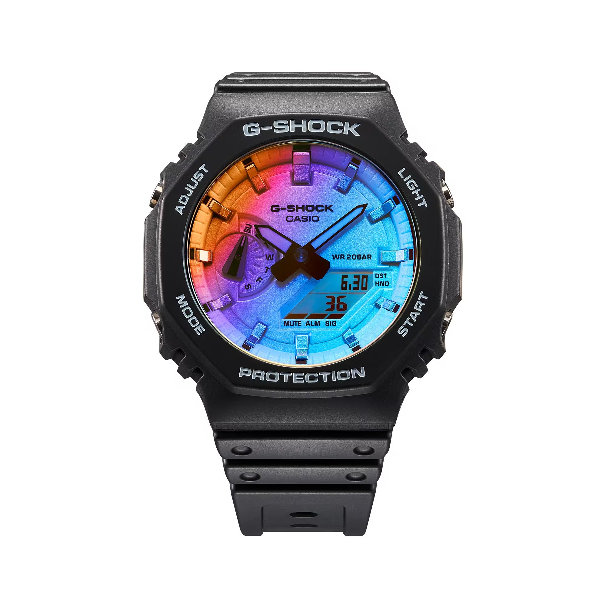 G-Shock-UHR, GA-2100-Serie, mehrfarbige limitierte Auflage, 45 mm – GA-2100SR-1AER