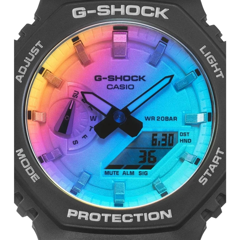 G-Shock-UHR, GA-2100-Serie, mehrfarbige limitierte Auflage, 45 mm – GA-2100SR-1AER
