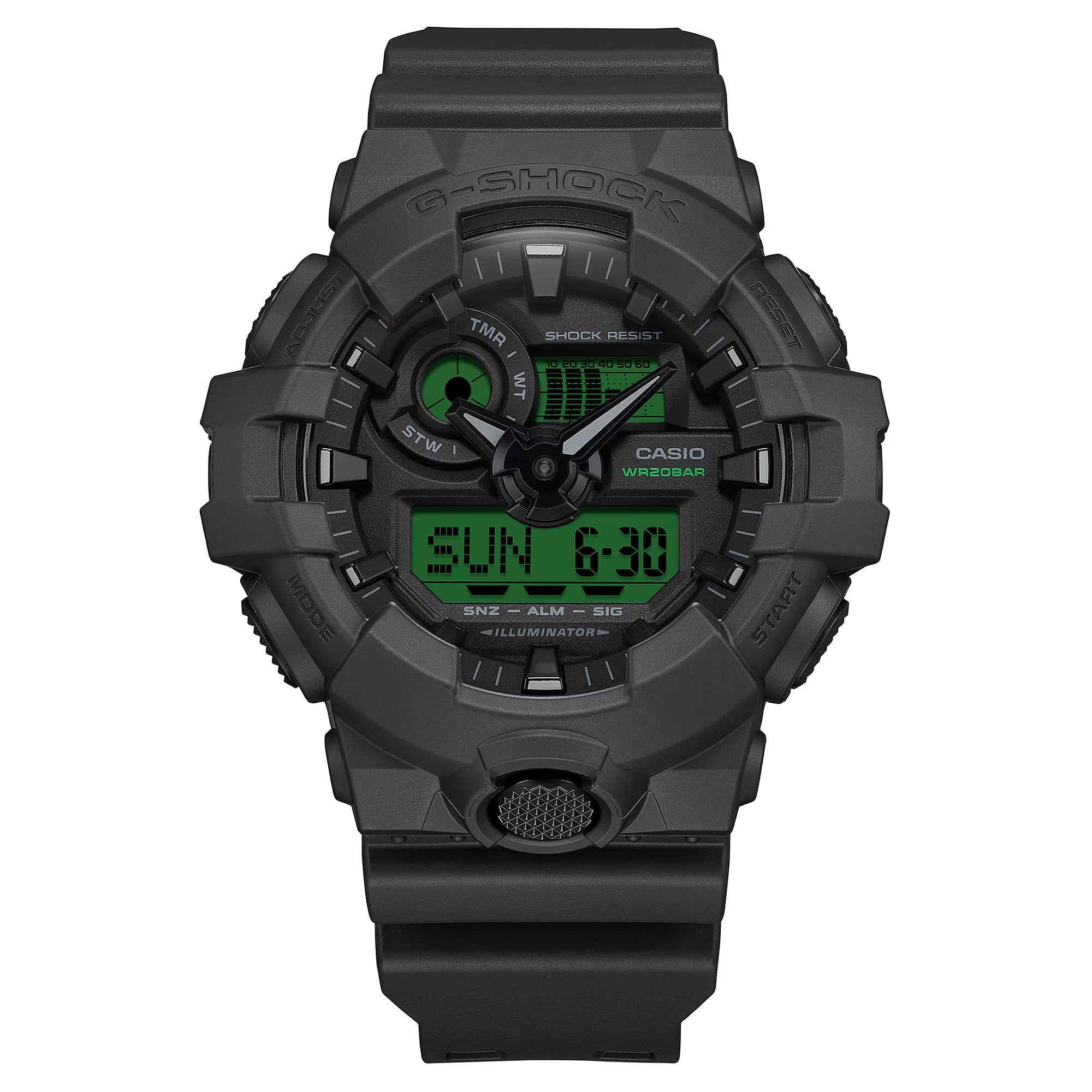Orologio Casio G-Shock CLASSIC, quadrante nero e verde elettrico, 53MM - GA-700BEG-1AER