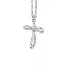 Giorgio Visconti Collana in oro bianco 18 kt con pendente croce curva e diamanti naturali ct 0,14 - GB35373