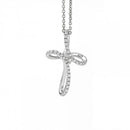 Giorgio Visconti Collana in oro bianco 18 kt con pendente croce curva e diamanti naturali ct 0,14 - GB35373